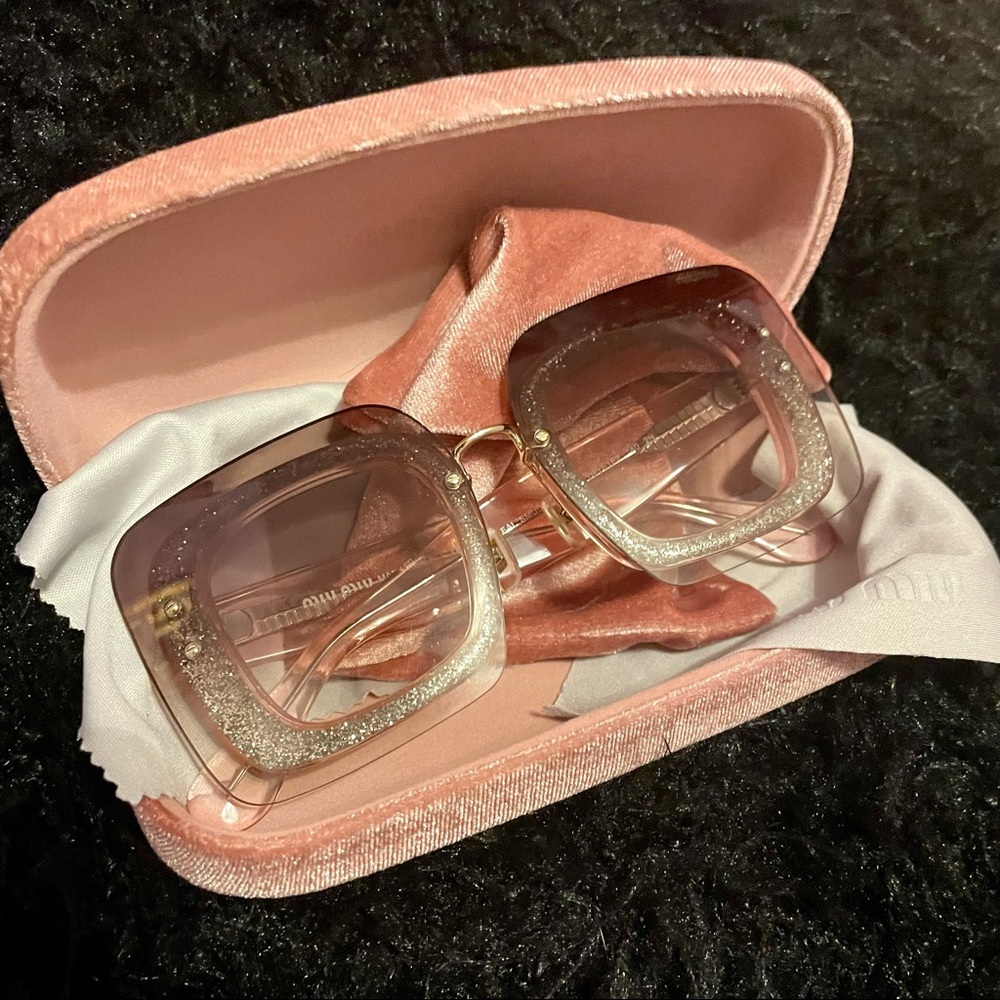 Miu Miu oversized glitter pink sunglasses